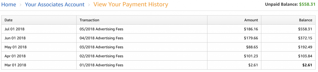 Amazon Associate Earnings